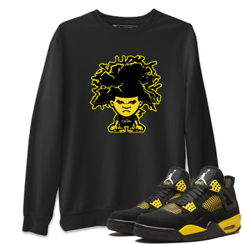 Air Jordan 4 Thunder Sneaker Match Tees Afro Boy Sneaker Tees Yellow AJ4 Thunder Sneaker Release Tees Unisex Shirts Black 1