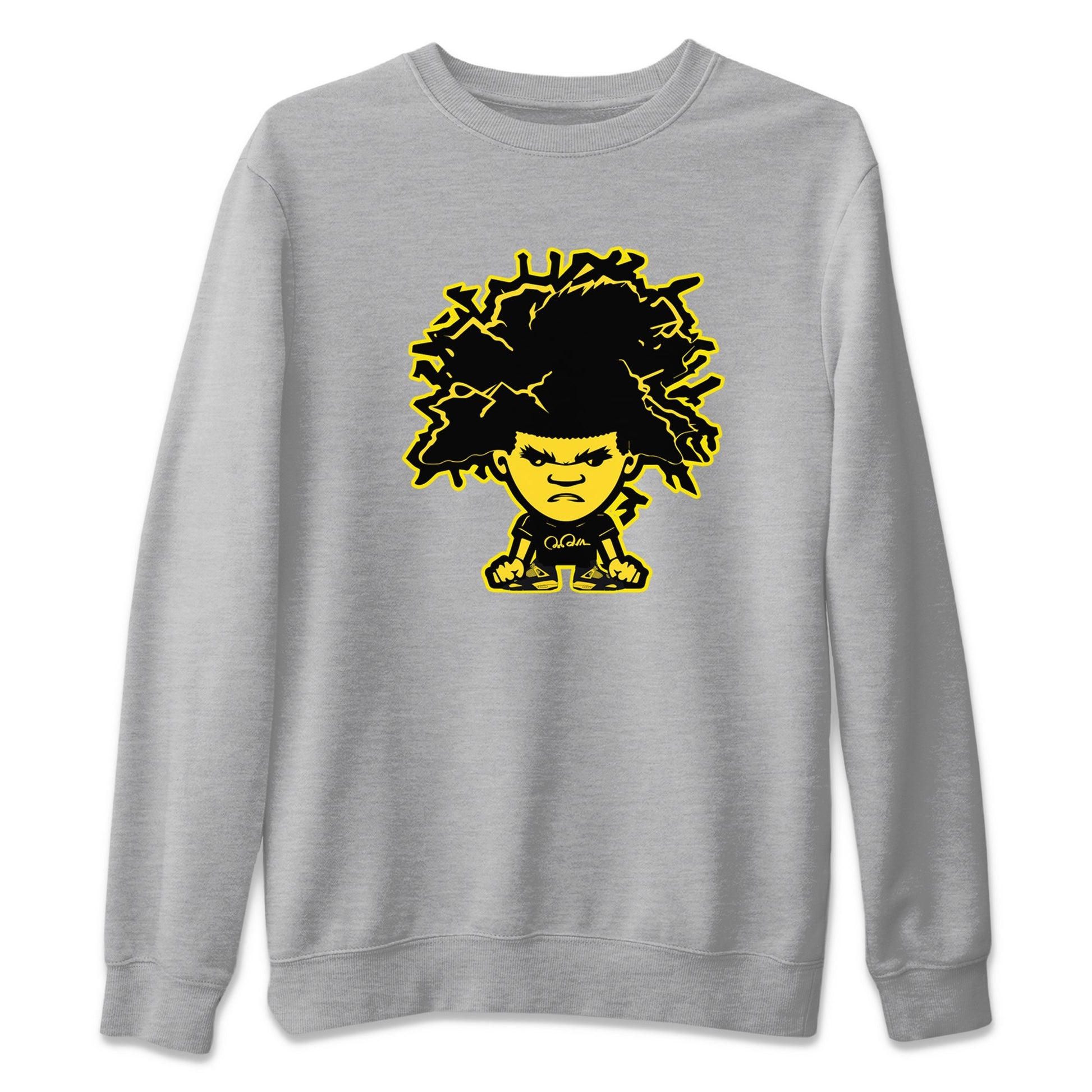 Air Jordan 4 Thunder Sneaker Match Tees Afro Boy Sneaker Tees Yellow AJ4 Thunder Sneaker Release Tees Unisex Shirts Heather Grey 2