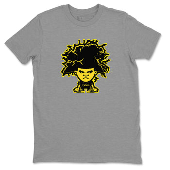 Air Jordan 4 Thunder Sneaker Match Tees Afro Boy Sneaker Tees Yellow AJ4 Thunder Sneaker Release Tees Unisex Shirts Heather Grey 1