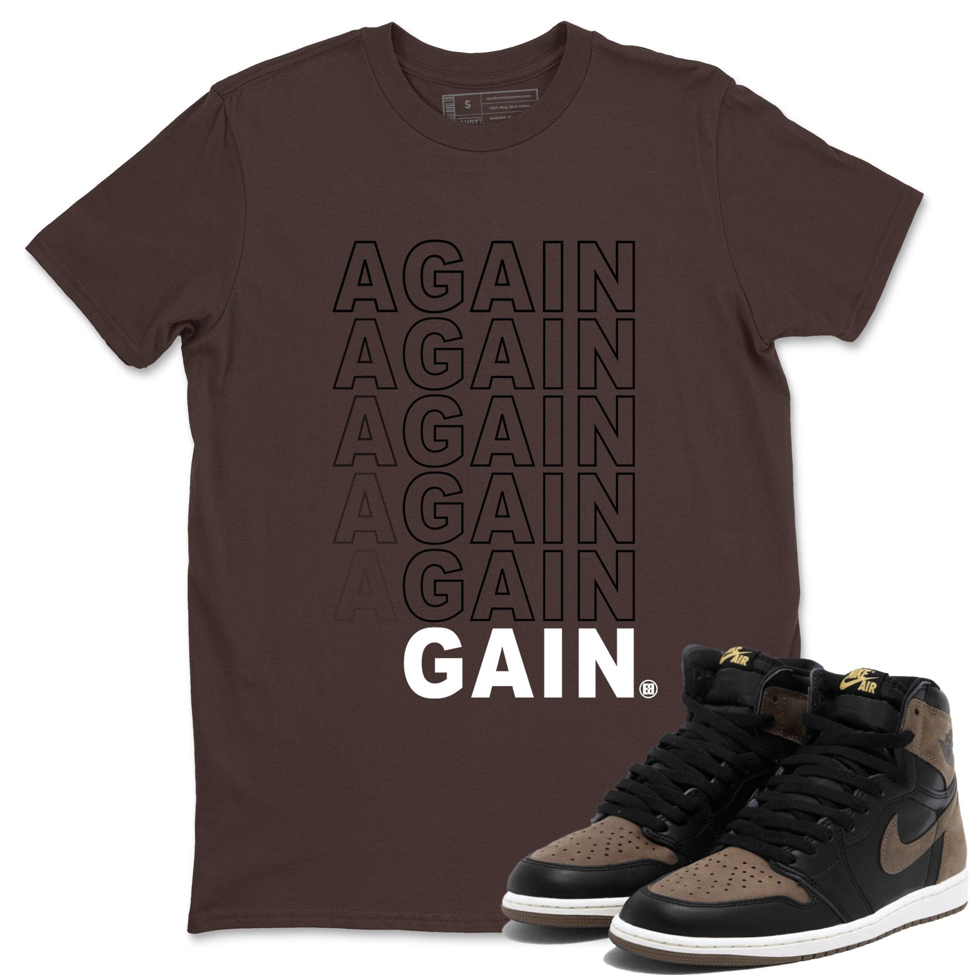 Air Jordan 1 High OG Retro Palomino shirt to match jordans Again Gain sneaker tees 1s Palomino Jordan 1 Mocha SNRT Sneaker Release Tees Unisex Dark Chocolate 1 T-Shirt