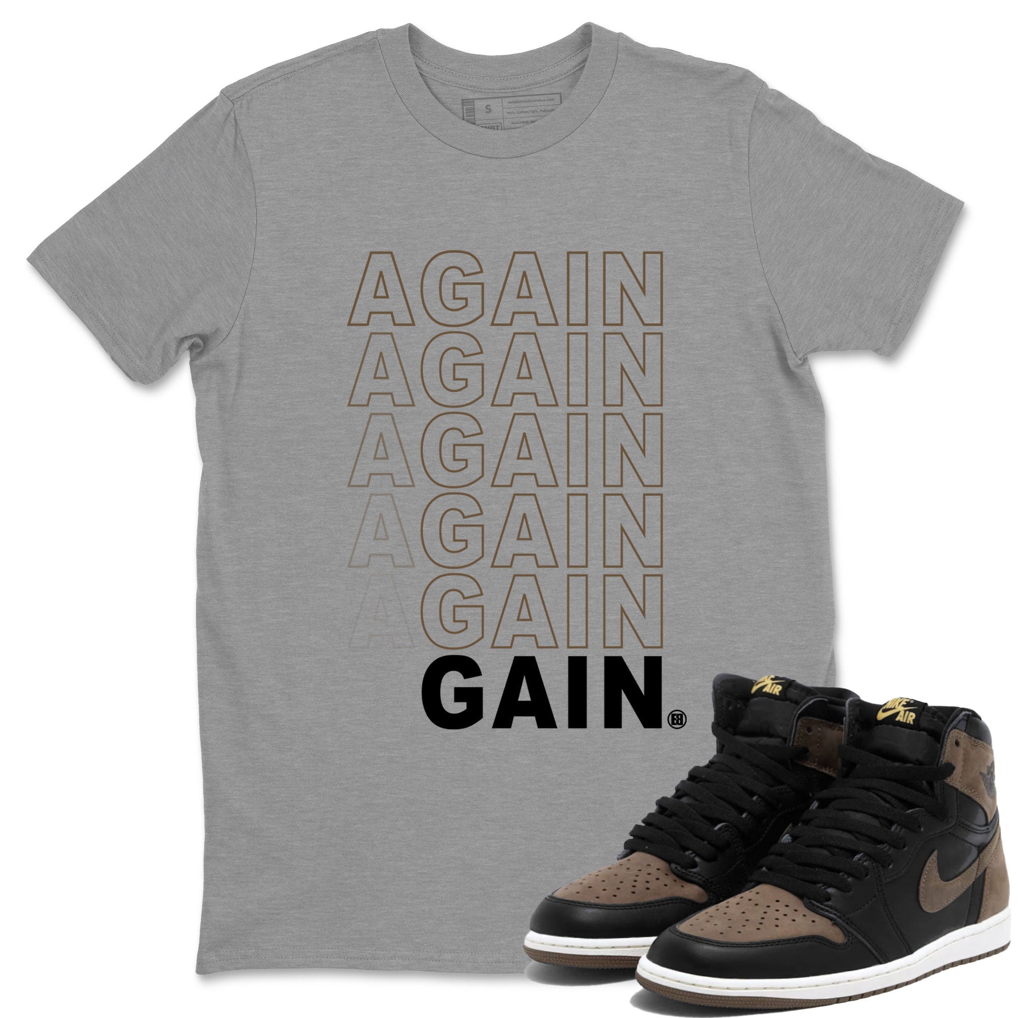 Air Jordan 1 High OG Retro Palomino shirt to match jordans Again Gain sneaker tees 1s Palomino Jordan 1 Mocha SNRT Sneaker Release Tees Unisex Heather Grey 1 T-Shirt