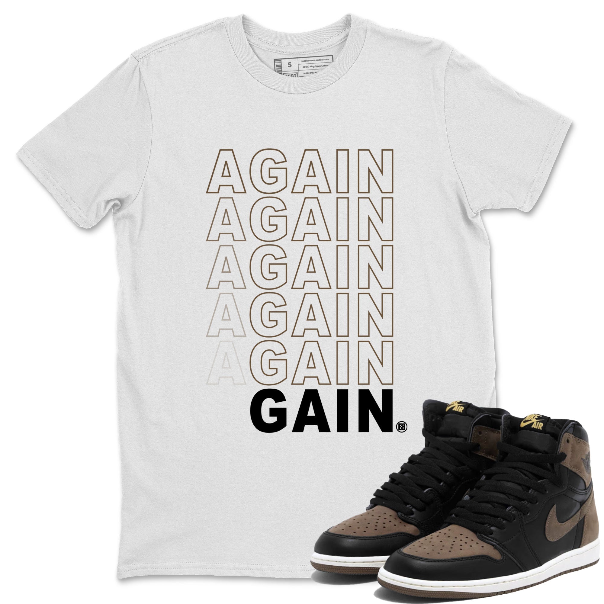 Air Jordan 1 High OG Retro Palomino shirt to match jordans Again Gain sneaker tees 1s Palomino Jordan 1 Mocha SNRT Sneaker Release Tees Unisex White 1 T-Shirt