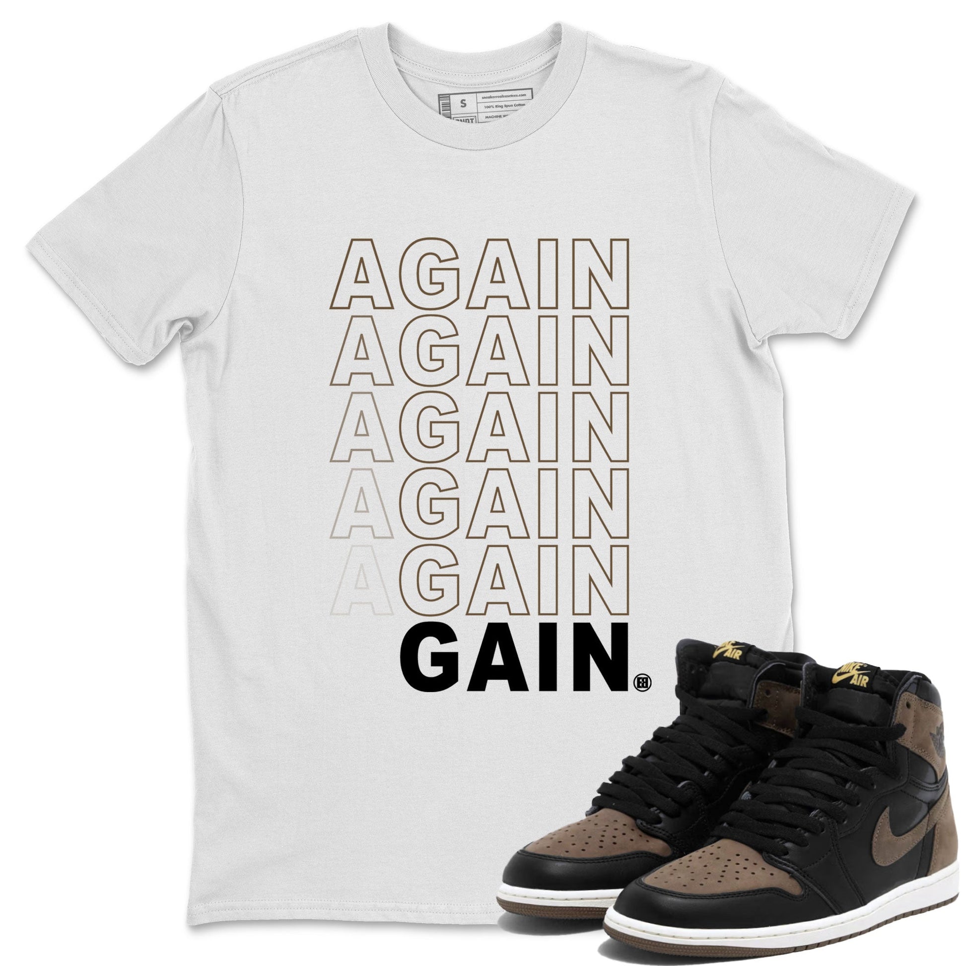 Air Jordan 1 High OG Retro Palomino shirt to match jordans Again Gain sneaker tees 1s Palomino Jordan 1 Mocha SNRT Sneaker Release Tees Unisex White 1 T-Shirt