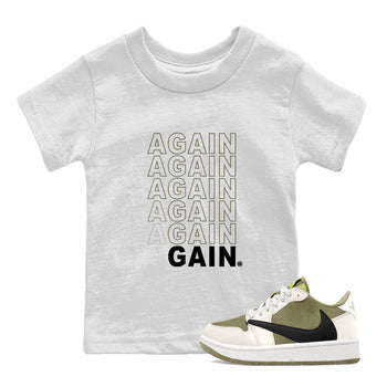 Jordan 1 Low x Travis Scott Golf Olive shirt to match jordans Again Gain sneaker tees Air Jordan 1 Travis Scott Olive SNRT Sneaker Release Tees Baby Toddler White 1 T-Shirt