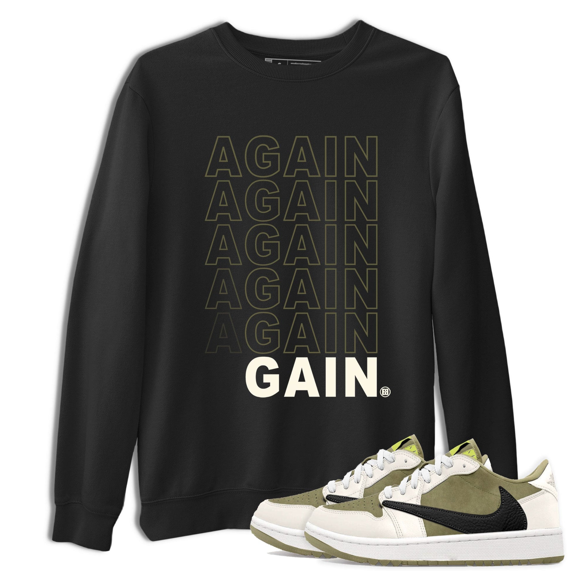 Jordan 1 Low x Travis Scott Golf Olive shirt to match jordans Again Gain sneaker tees Air Jordan 1 Travis Scott Olive SNRT Sneaker Release Tees Unisex Black 1 T-Shirt
