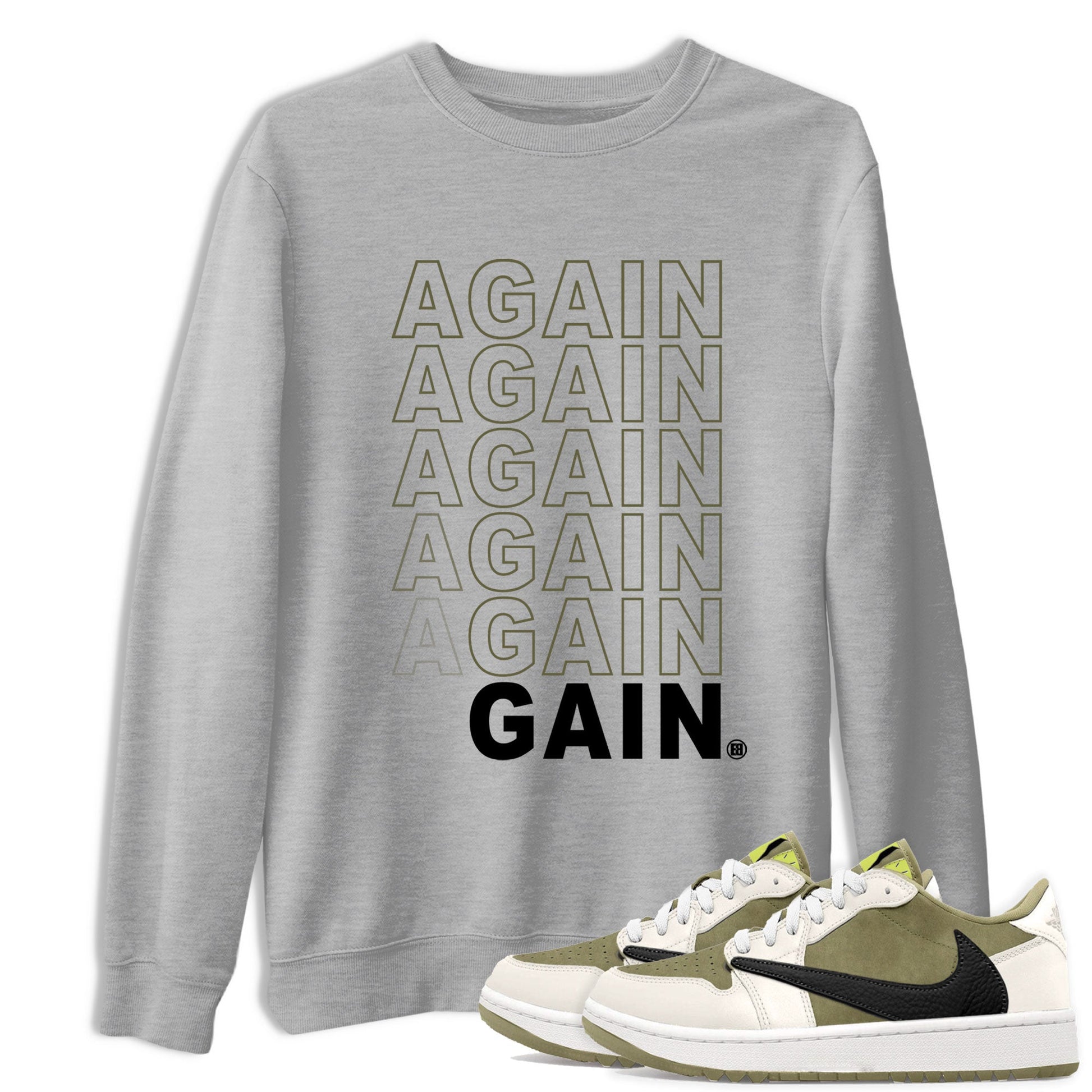 Jordan 1 Low x Travis Scott Golf Olive shirt to match jordans Again Gain sneaker tees Air Jordan 1 Travis Scott Olive SNRT Sneaker Release Tees Unisex Heather Grey 1 T-Shirt