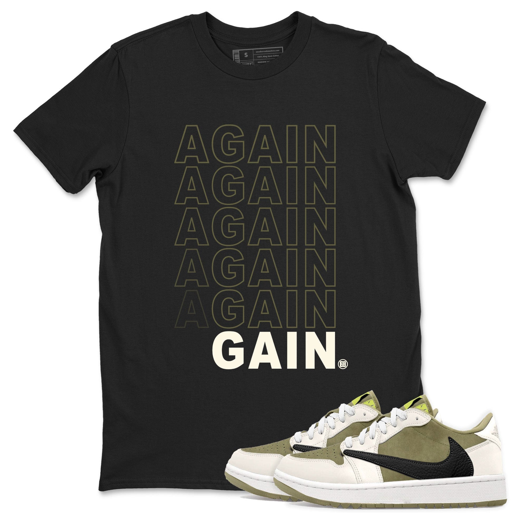 Jordan 1 Low x Travis Scott Golf Olive shirt to match jordans Again Gain sneaker tees Air Jordan 1 Travis Scott Olive SNRT Sneaker Release Tees Unisex Black 1 T-Shirt