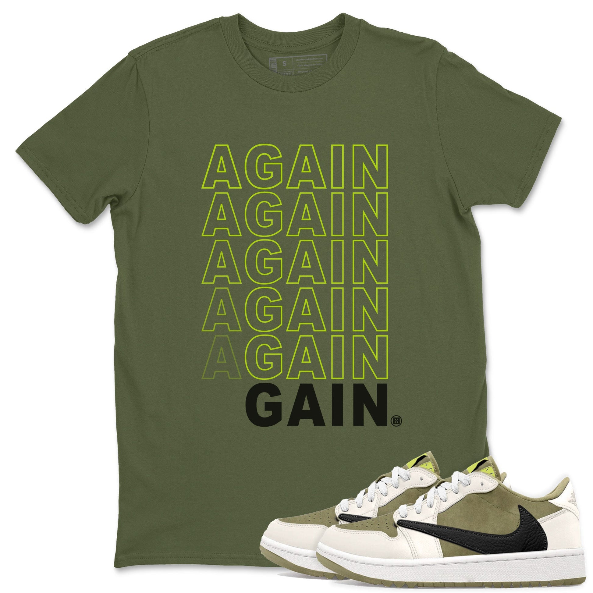 Jordan 1 Low x Travis Scott Golf Olive shirt to match jordans Again Gain sneaker tees Air Jordan 1 Travis Scott Olive SNRT Sneaker Release Tees Unisex Military Green 1 T-Shirt