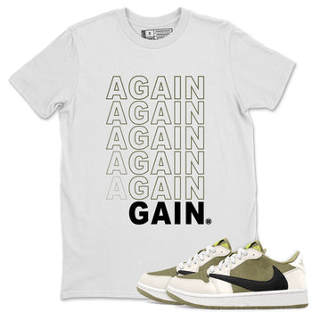Jordan 1 Low x Travis Scott Golf Olive shirt to match jordans Again Gain sneaker tees Air Jordan 1 Travis Scott Olive SNRT Sneaker Release Tees Unisex White 1 T-Shirt