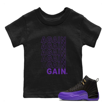 12s Purple shirt to match jordans Again Gain sneaker tees Air Jordan 12 Field Purple SNRT Sneaker Release Tees Baby Toddler Black 1 T-Shirt