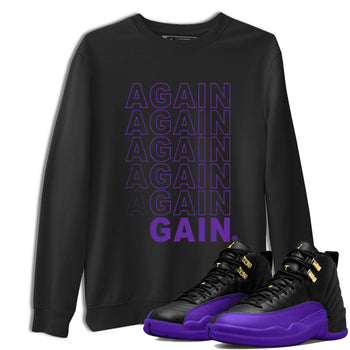12s Purple shirt to match jordans Again Gain sneaker tees Air Jordan 12 Field Purple SNRT Sneaker Release Tees Unisex Black 1 T-Shirt