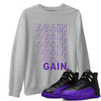 12s Purple shirt to match jordans Again Gain sneaker tees Air Jordan 12 Field Purple SNRT Sneaker Release Tees Unisex Heather Grey 1 T-Shirt