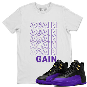 12s Purple shirt to match jordans Again Gain sneaker tees Air Jordan 12 Field Purple SNRT Sneaker Release Tees Unisex White 1 T-Shirt