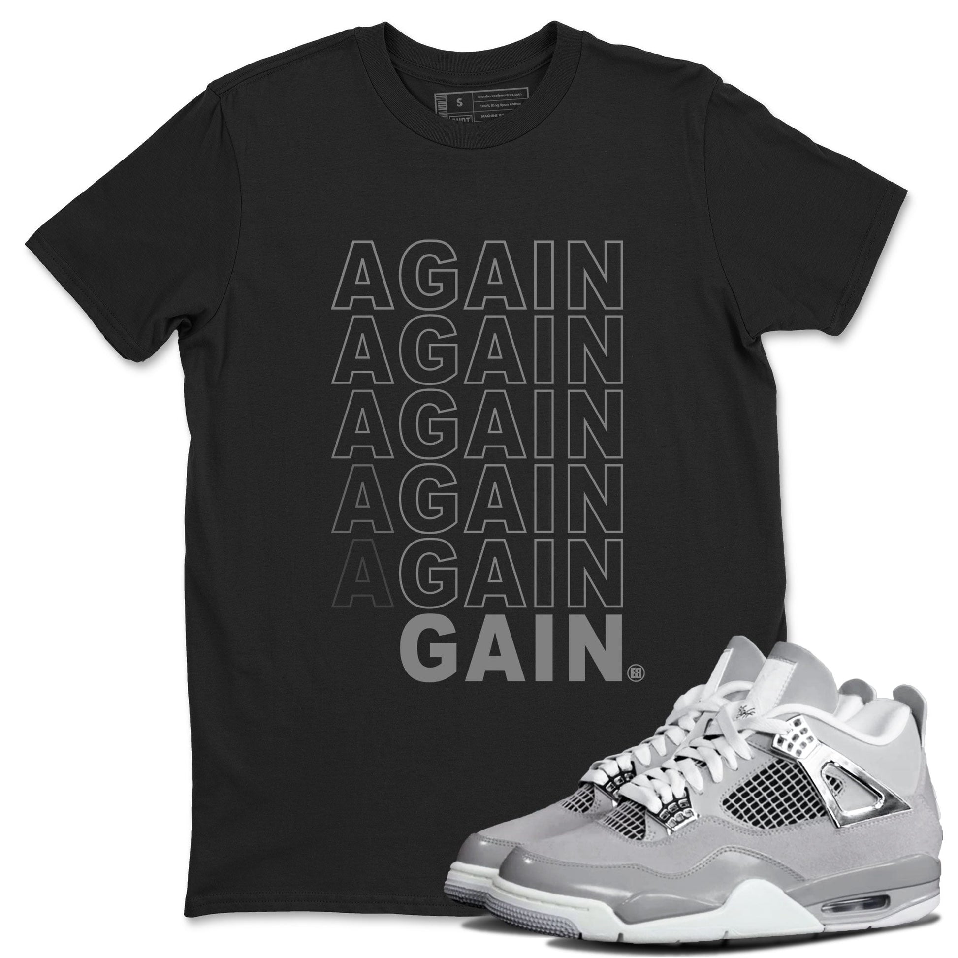 4s Frozen Moments Grey shirt to match jordans Again Gain sneaker tees Air Jordan 4 Frozen Moments SNRT Sneaker Release Tees Unisex Black 1 T-Shirt