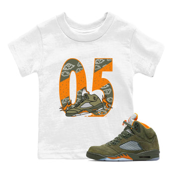 5s Olive shirt to match jordans Agressive Dribble sneaker tees Air Jordan 5 Retro Olive SNRT sneaker release tees baby toddler White 1 cotton Shirt