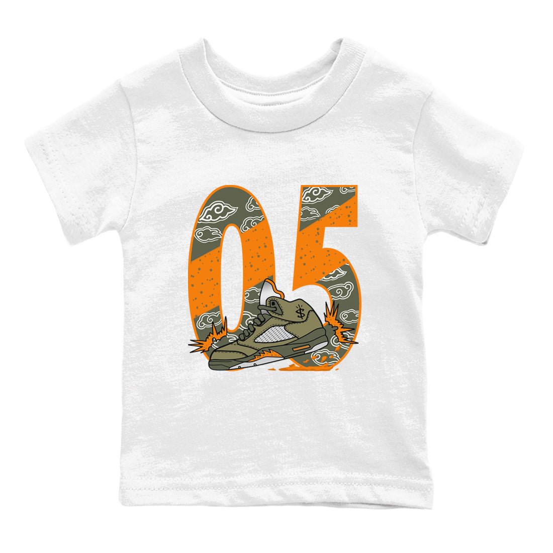5s Olive shirt to match jordans Agressive Dribble sneaker tees Air Jordan 5 Retro Olive SNRT sneaker release tees baby toddler White 2 cotton Shirt
