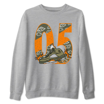5s Olive shirt to match jordans Agressive Dribble sneaker tees Air Jordan 5 Retro Olive SNRT Sneaker Release Tees unisex cotton Heather Grey 2 crew neck shirt