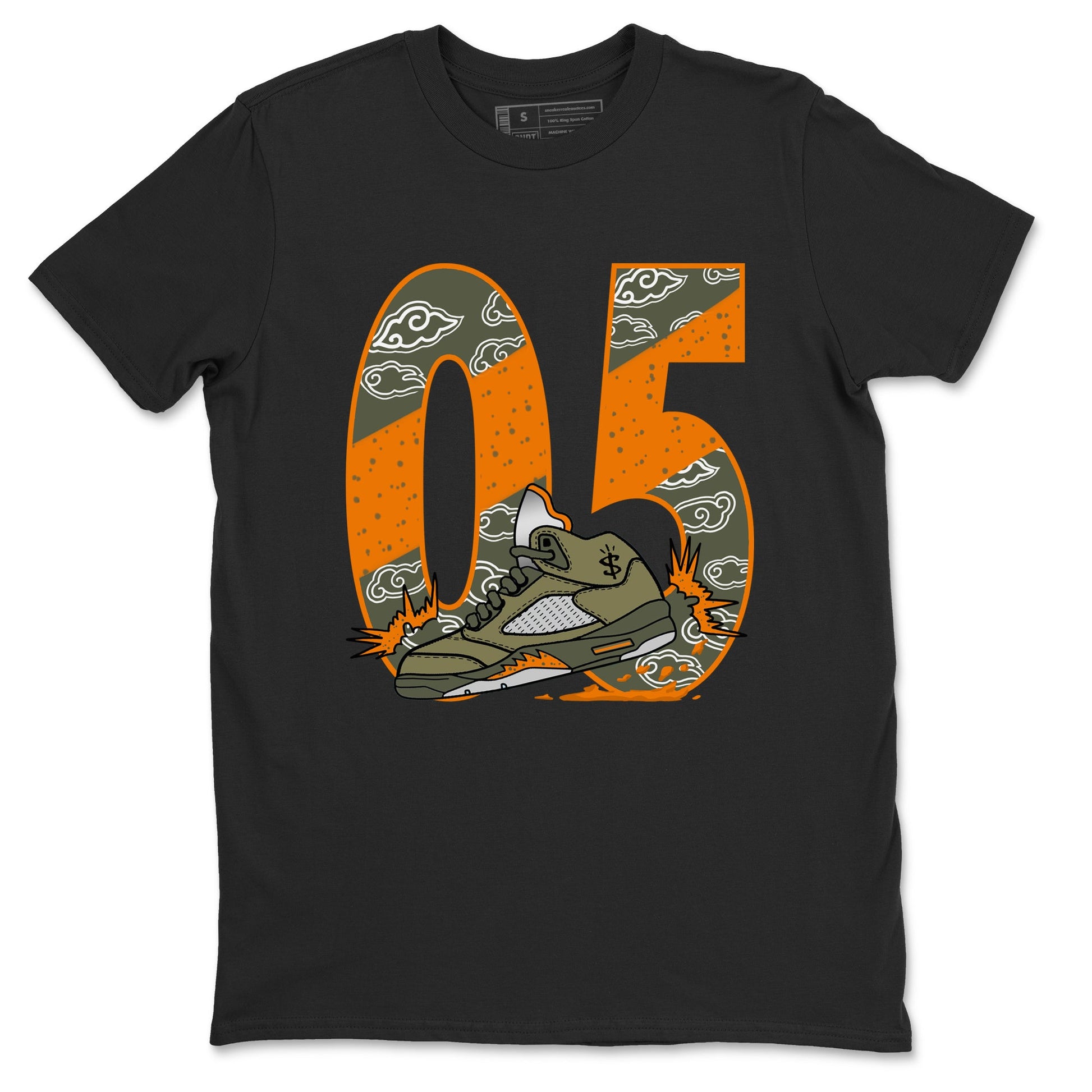 5s Olive shirt to match jordans Agressive Dribble sneaker tees Air Jordan 5 Retro Olive SNRT Sneaker Release Tees unisex cotton Black 2 crew neck shirt