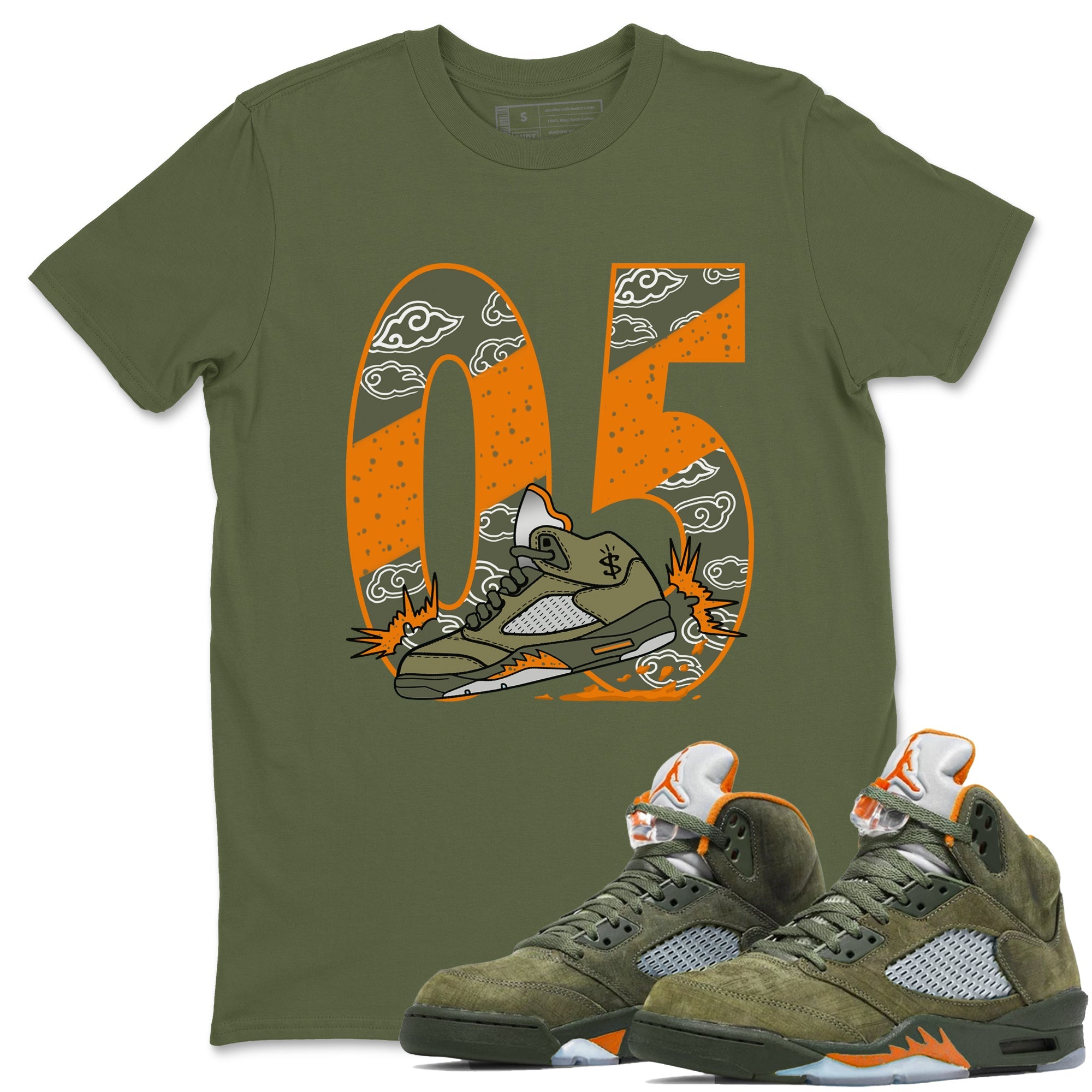 5s Olive shirt to match jordans Agressive Dribble sneaker tees Air Jordan 5 Retro Olive SNRT Sneaker Release Tees unisex cotton Military Green 1 crew neck shirt