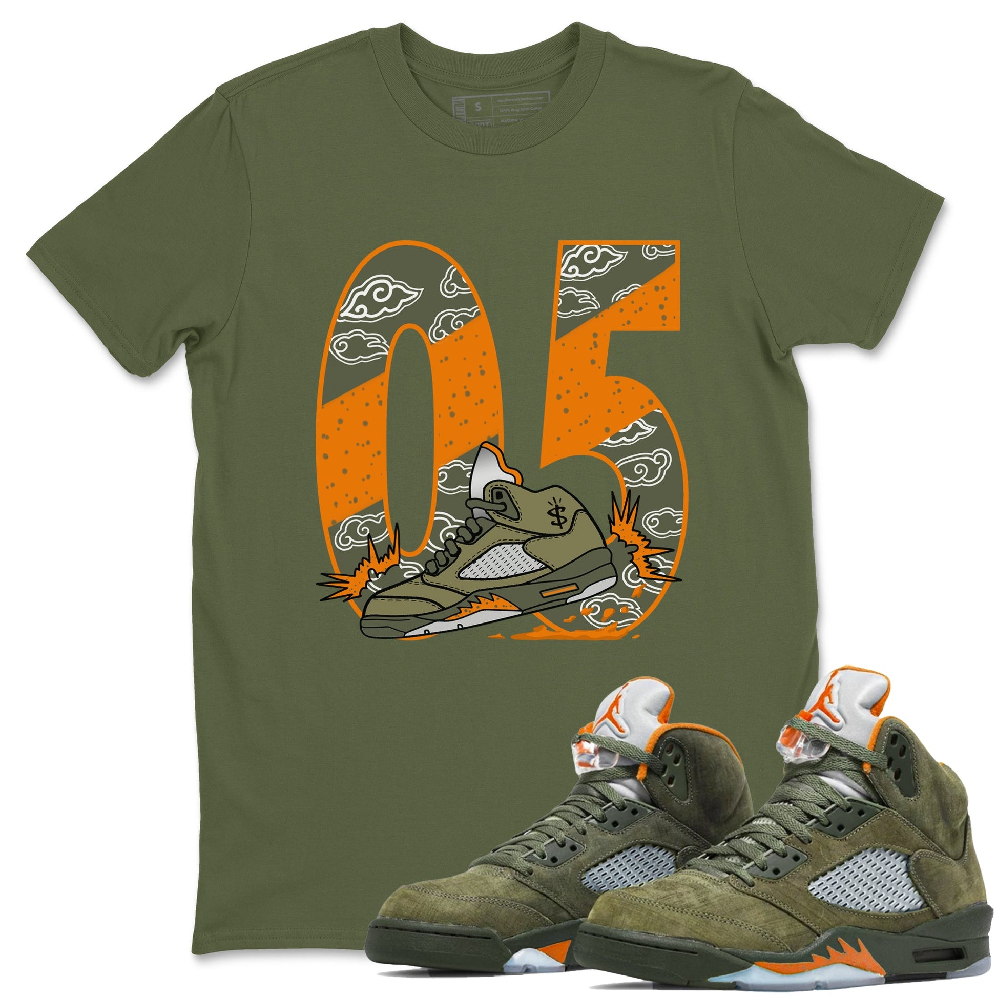 5s Olive shirt to match jordans Agressive Dribble sneaker tees Air Jordan 5 Retro Olive SNRT Sneaker Release Tees unisex cotton Military Green 1 crew neck shirt