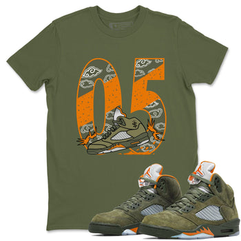 5s Olive shirt to match jordans Agressive Dribble sneaker tees Air Jordan 5 Retro Olive SNRT Sneaker Release Tees unisex cotton Military Green 1 crew neck shirt