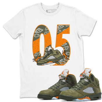5s Olive shirt to match jordans Agressive Dribble sneaker tees Air Jordan 5 Retro Olive SNRT Sneaker Release Tees unisex cotton White 1 crew neck shirt