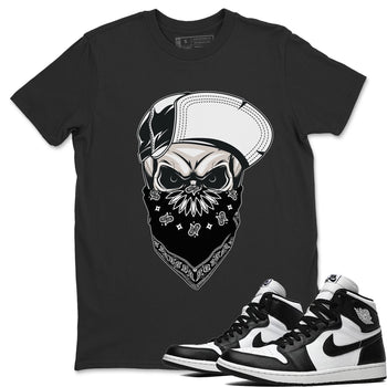 Jordan 1 Black White Sneaker Match Tees Skull Hat Sneaker Tees Jordan 1 Black White Sneaker Release Tees Unisex Shirts