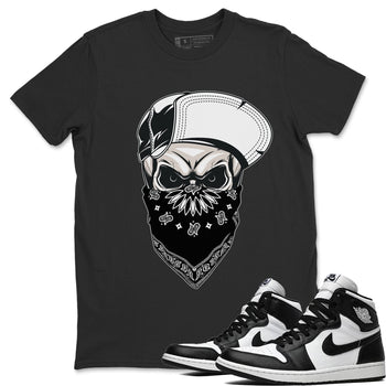 Jordan 1 Black White Sneaker Match Tees Skull Hat Sneaker Tees Jordan 1 Black White Sneaker Release Tees Unisex Shirts