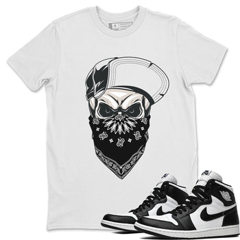 Jordan 1 Black White Sneaker Match Tees Skull Hat Sneaker Tees Jordan 1 Black White Sneaker Release Tees Unisex Shirts