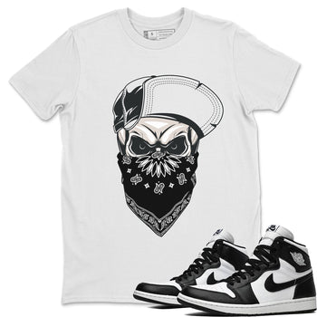 Jordan 1 Black White Sneaker Match Tees Skull Hat Sneaker Tees Jordan 1 Black White Sneaker Release Tees Unisex Shirts