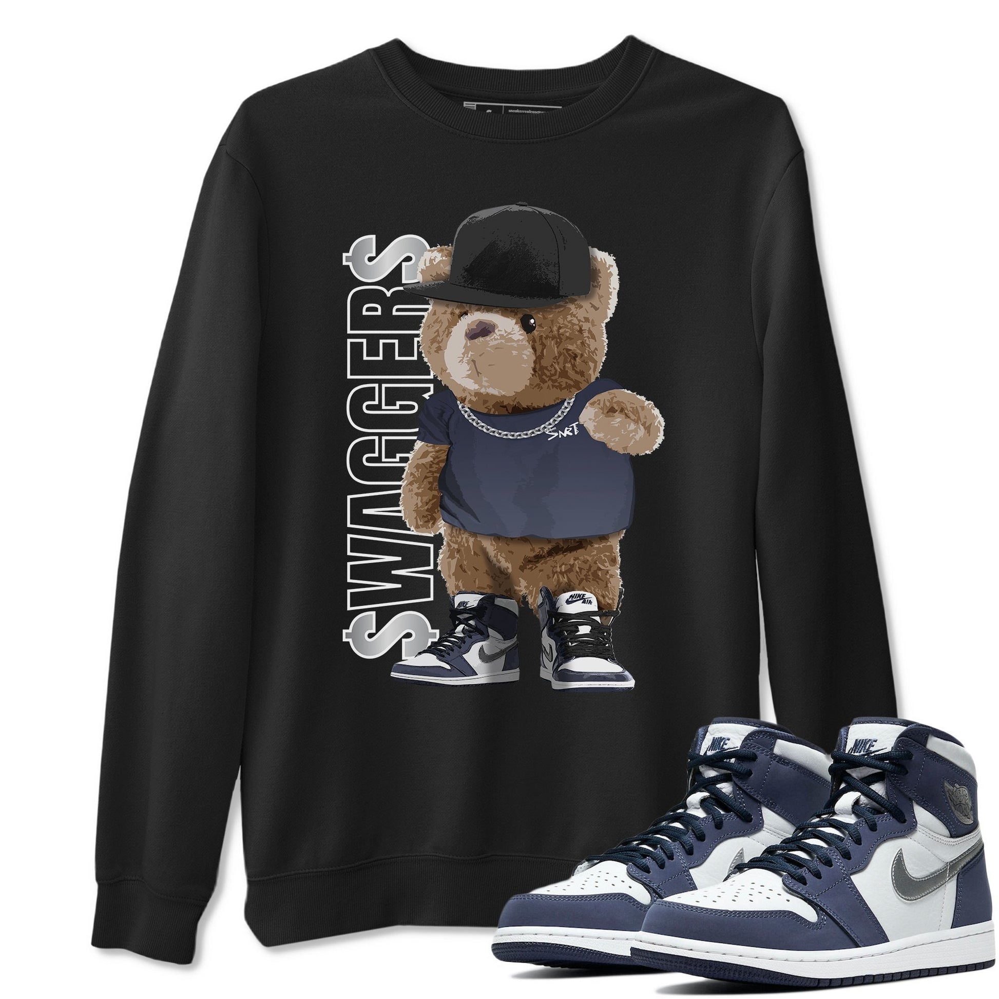 Jordan 1 Midnight Navy Sneaker Match Tees Bear Swaggers Sneaker Tees Jordan 1 Midnight Navy Sneaker Release Tees Unisex Shirts