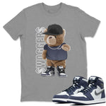 Jordan 1 Midnight Navy Sneaker Match Tees Bear Swaggers Sneaker Tees Jordan 1 Midnight Navy Sneaker Release Tees Unisex Shirts