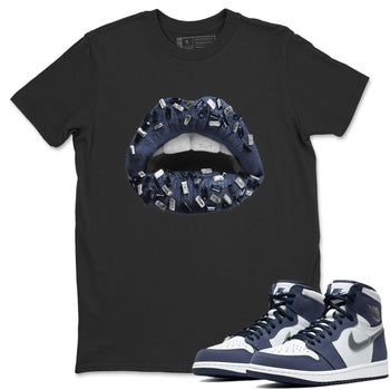 Jordan 1 Midnight Navy Sneaker Match Tees Lips Jewel Sneaker Tees Jordan 1 Midnight Navy Sneaker Release Tees Unisex Shirts