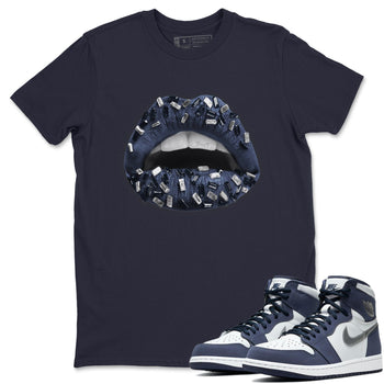 Jordan 1 Midnight Navy Sneaker Match Tees Lips Jewel Sneaker Tees Jordan 1 Midnight Navy Sneaker Release Tees Unisex Shirts