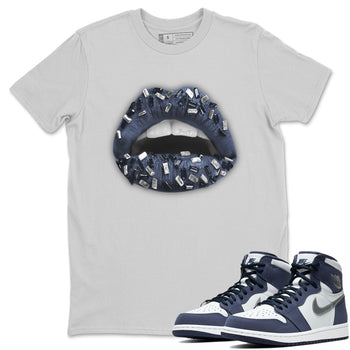 Jordan 1 Midnight Navy Sneaker Match Tees Lips Jewel Sneaker Tees Jordan 1 Midnight Navy Sneaker Release Tees Unisex Shirts