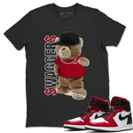 Jordan 1 Satin Red Sneaker Match Tees Bear Swaggers Sneaker Tees Jordan 1 Satin Red Sneaker Release Tees Unisex Shirts