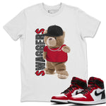 Jordan 1 Satin Red Sneaker Match Tees Bear Swaggers Sneaker Tees Jordan 1 Satin Red Sneaker Release Tees Unisex Shirts