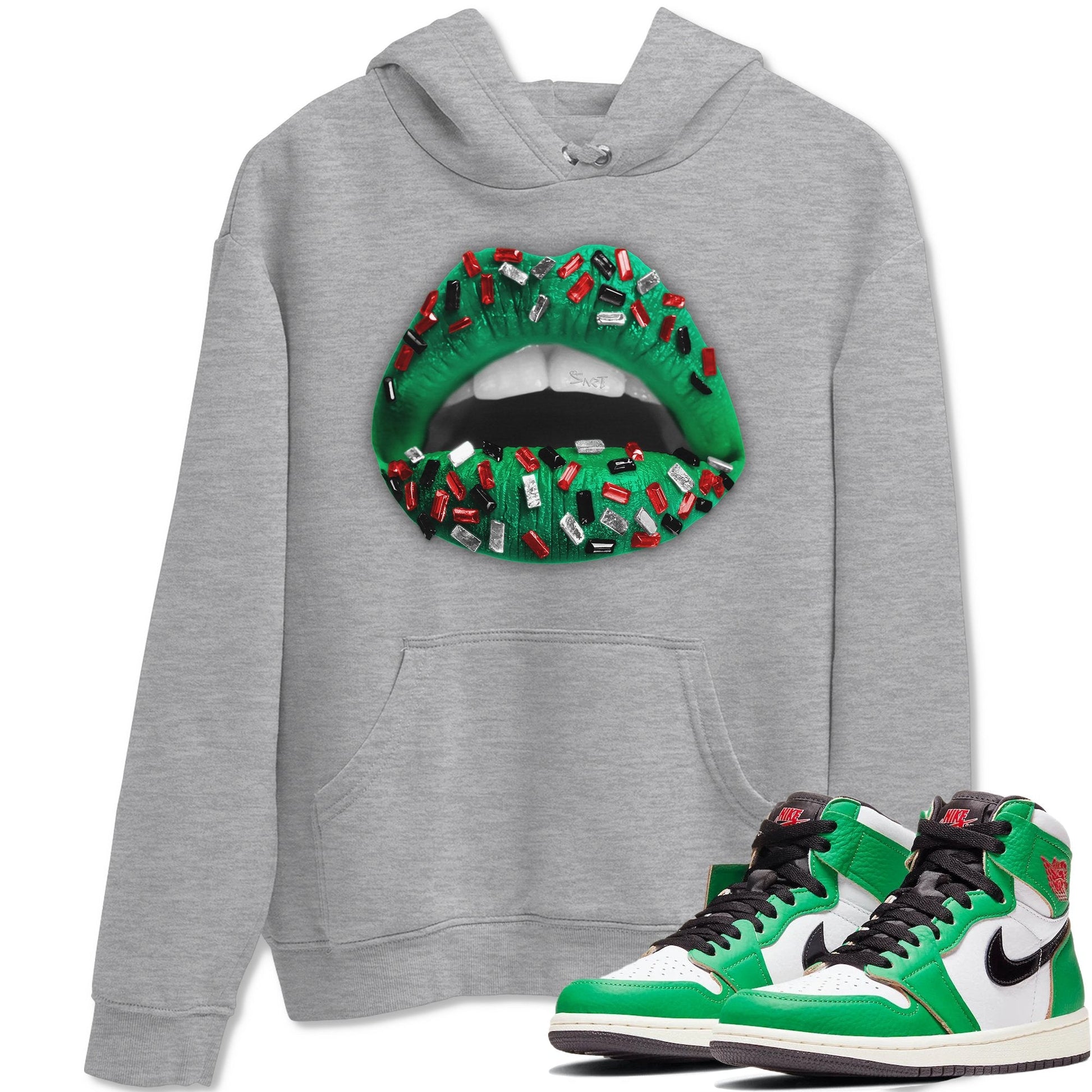 Jordan 1 Lucky Green Sneaker Match Tees Lips Jewel Sneaker Tees Jordan 1 Lucky Green Sneaker Release Tees Unisex Shirts