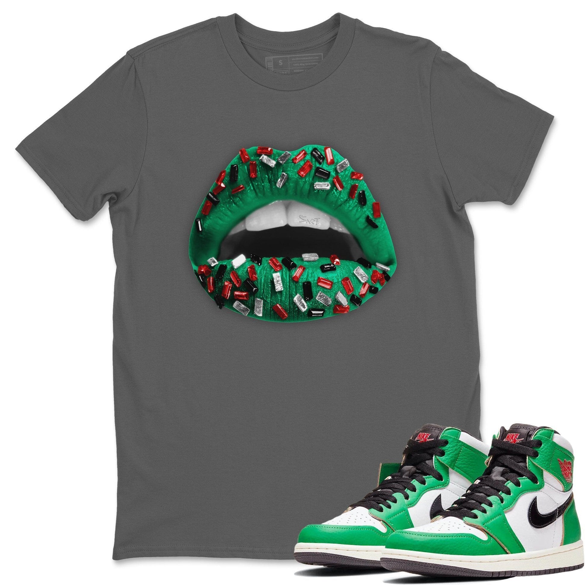 Jordan 1 Lucky Green Sneaker Match Tees Lips Jewel Sneaker Tees Jordan 1 Lucky Green Sneaker Release Tees Unisex Shirts