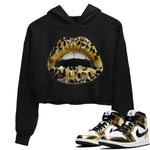 Jordan 1 Metallic Gold Sneaker Match Tees Lips Jewel Sneaker Tees Jordan 1 Metallic Gold Sneaker Release Tees Women's Shirts