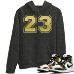 Jordan 1 Metallic Gold Sneaker Match Tees Number 23 Sneaker Tees Jordan 1 Metallic Gold Sneaker Release Tees Unisex Shirts
