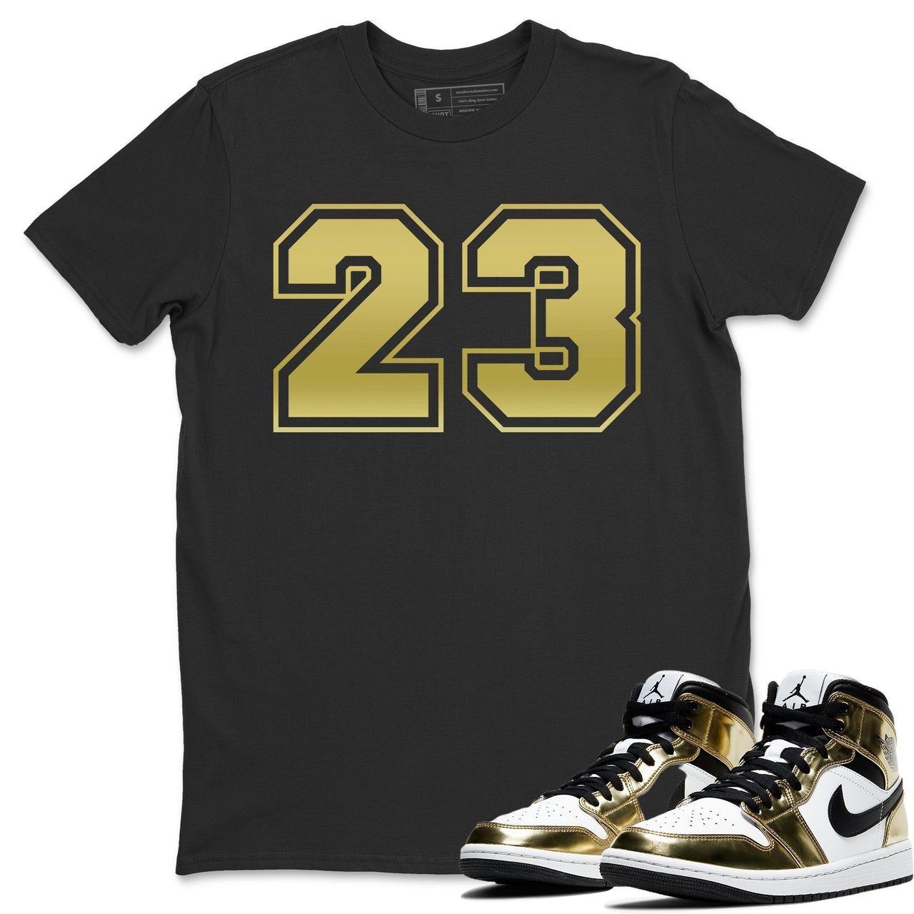 Number 23 Unisex Tops Air Jordan 1 Metallic Gold SNRT Sneaker Tshirts