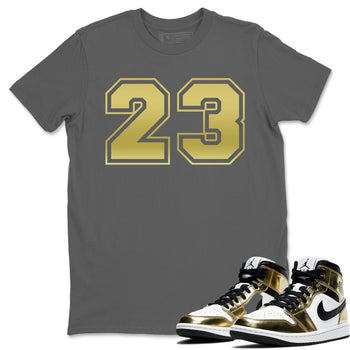 Jordan 1 Metallic Gold Sneaker Match Tees Number 23 Sneaker Tees Jordan 1 Metallic Gold Sneaker Release Tees Unisex Shirts