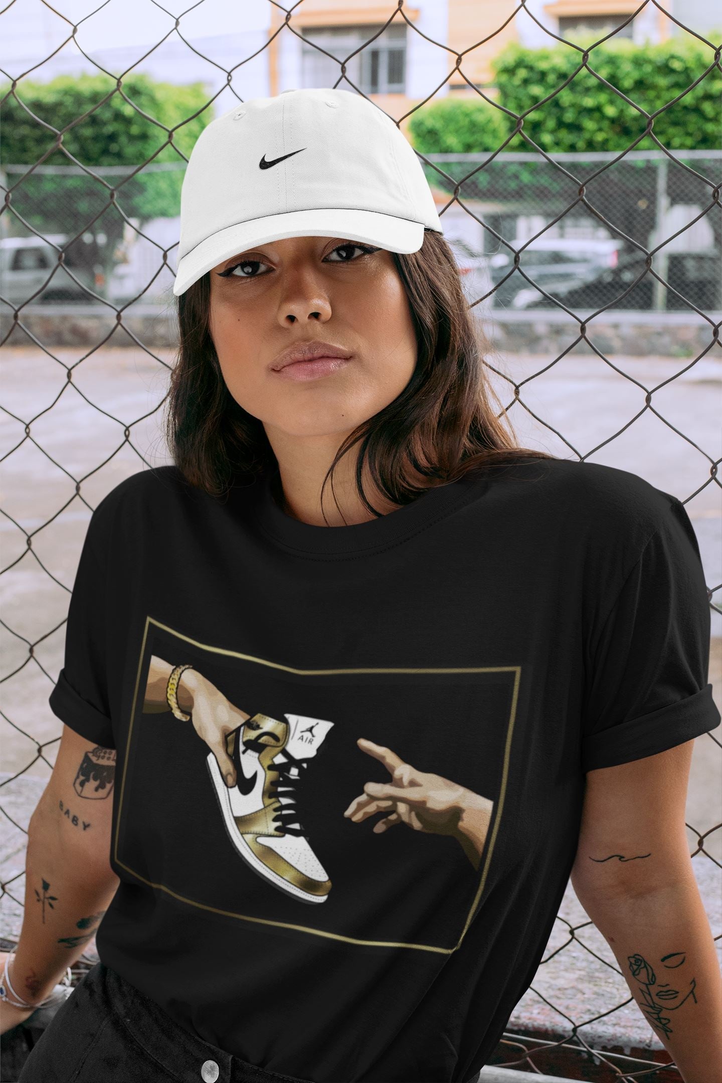 Jordan 1 Metallic Gold Sneaker Match Tees Adam's Creation Sneaker Tees Jordan 1 Metallic Gold Sneaker Release Tees Unisex Shirts