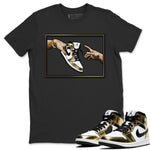 Jordan 1 Metallic Gold Sneaker Match Tees Adam's Creation Sneaker Tees Jordan 1 Metallic Gold Sneaker Release Tees Unisex Shirts