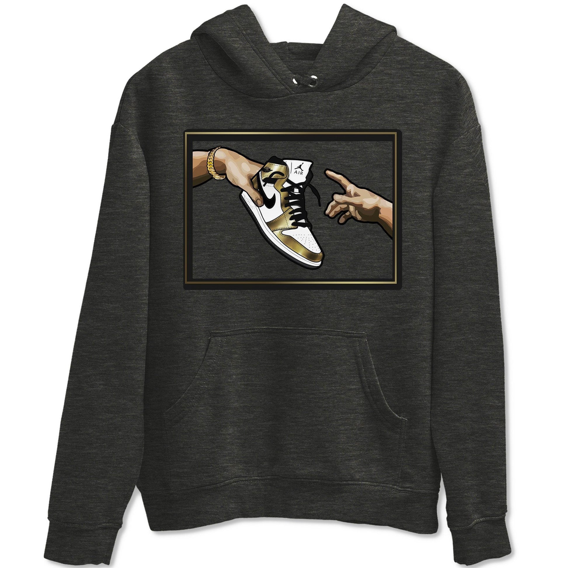 Jordan 1 Metallic Gold Sneaker Match Tees Adam's Creation Sneaker Tees Jordan 1 Metallic Gold Sneaker Release Tees Unisex Shirts