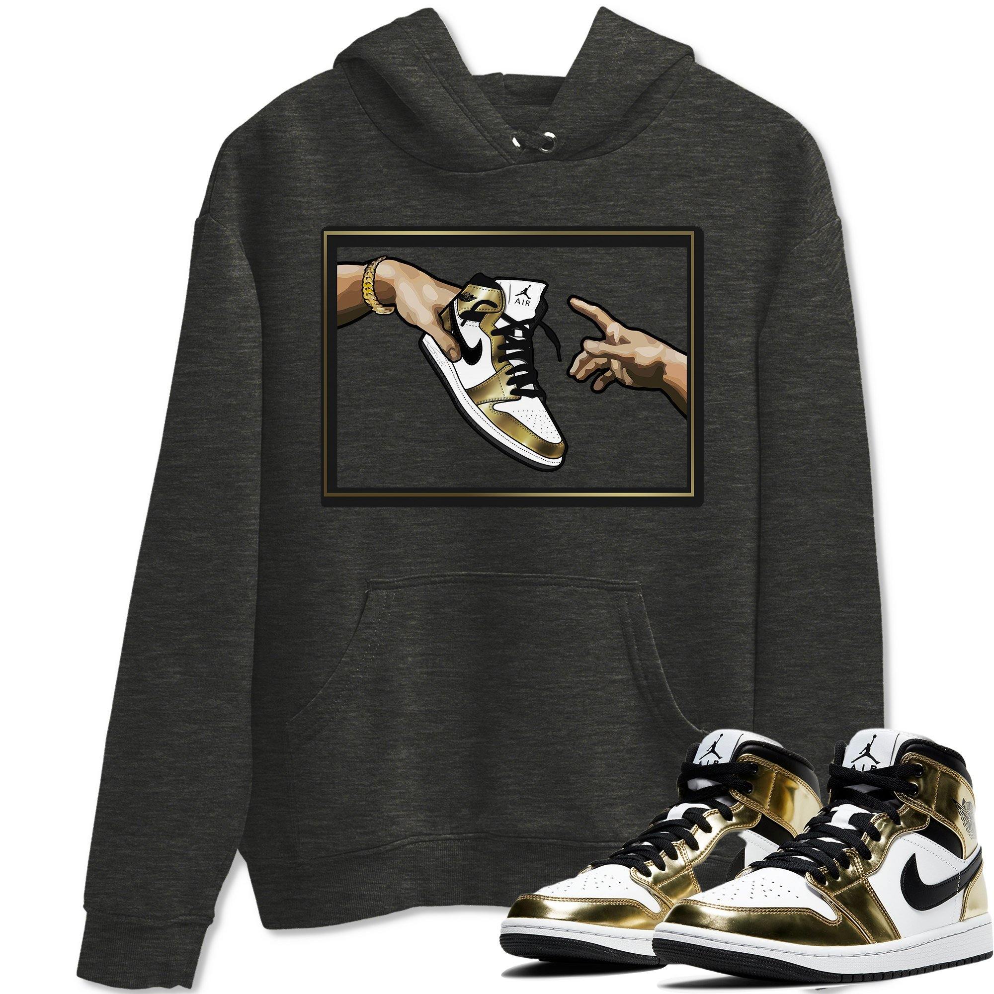 Jordan 1 Metallic Gold Sneaker Match Tees Adam's Creation Sneaker Tees Jordan 1 Metallic Gold Sneaker Release Tees Unisex Shirts