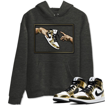 Jordan 1 Metallic Gold Sneaker Match Tees Adam's Creation Sneaker Tees Jordan 1 Metallic Gold Sneaker Release Tees Unisex Shirts