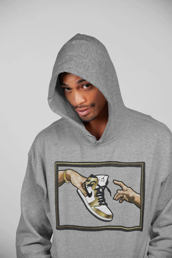 Jordan 1 Metallic Gold Sneaker Match Tees Adam's Creation Sneaker Tees Jordan 1 Metallic Gold Sneaker Release Tees Unisex Shirts