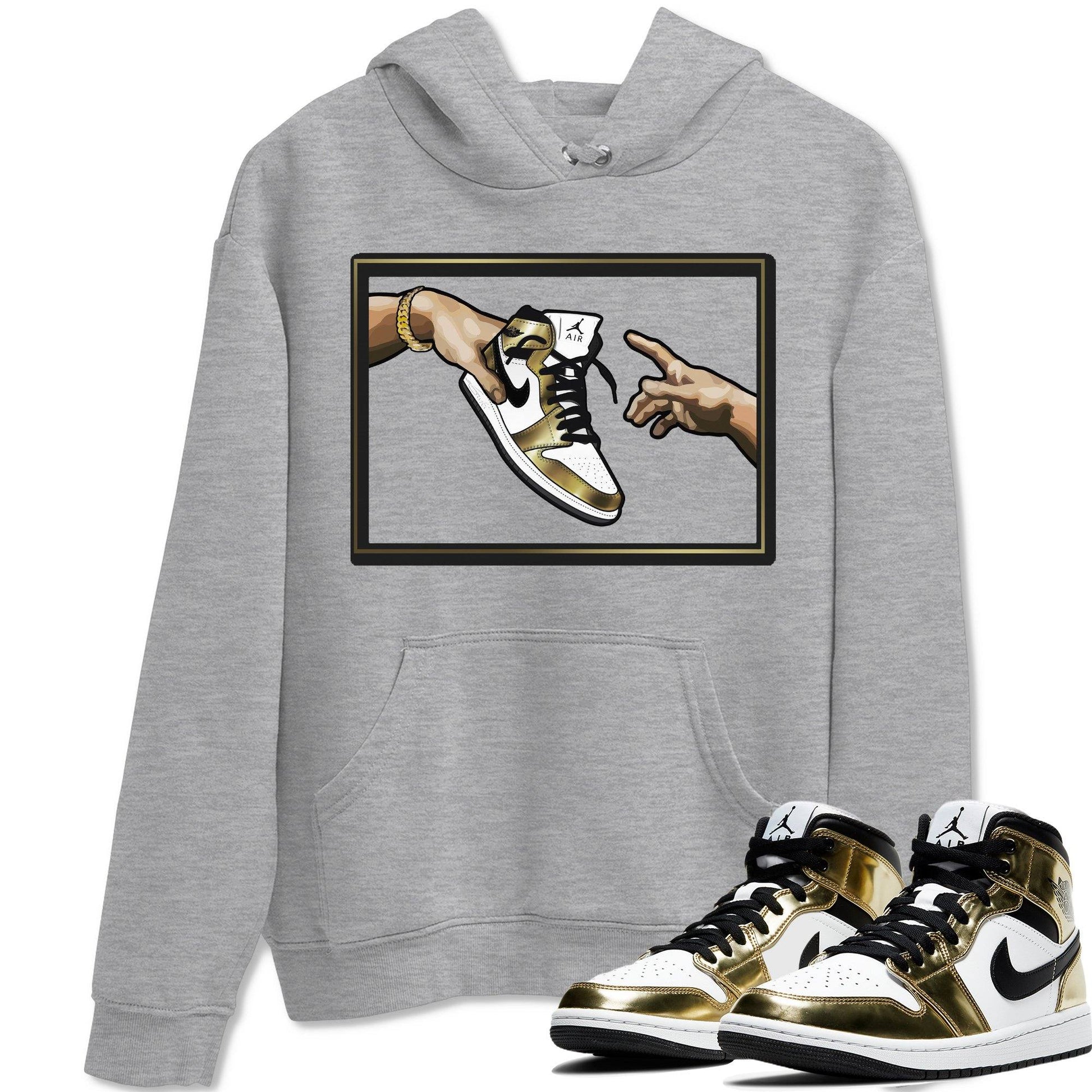 Jordan 1 Metallic Gold Sneaker Match Tees Adam's Creation Sneaker Tees Jordan 1 Metallic Gold Sneaker Release Tees Unisex Shirts